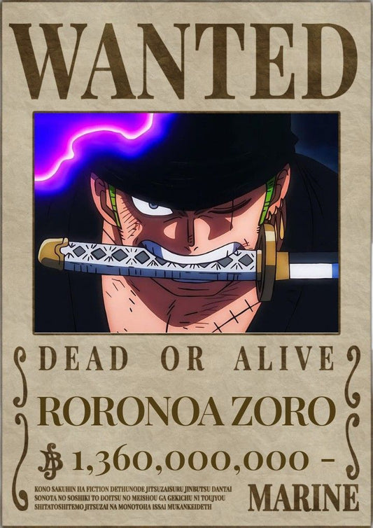 One piece anime wanted a4 wall poster