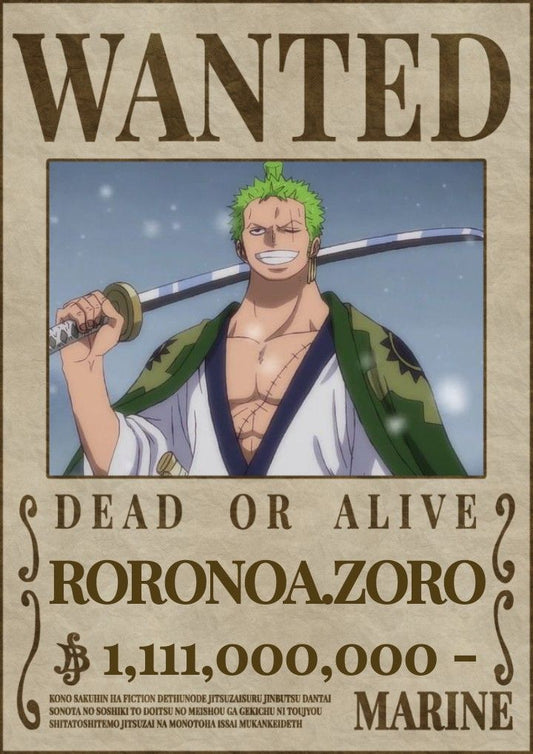 One piece anime wanted a4 wall poster