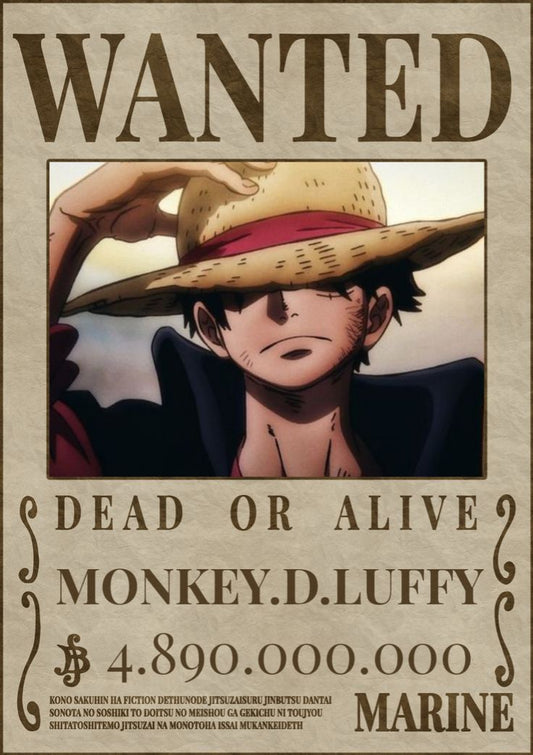One piece anime wanted a4 wall poster